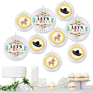 Big Dot of Happiness Let's Fiesta - Hanging Fiesta Tissue Decoration Kit - Paper Fans - Set of 9 - 1 of 4