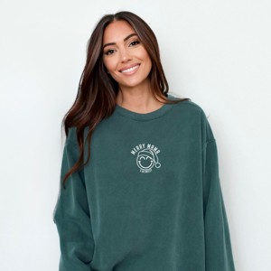 S.W.Smiley Merry Mama Outline - Women's Garment Dyed Graphic Sweatshirt - 1 of 4