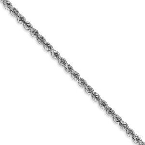 Black Bow Jewelry 2.5mm, 14k White Gold, Handmade Solid Rope Chain Necklace - 1 of 4
