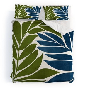 Deny Designs Modern Tropical Deep Woods Duvet Cover and Pillow Sham Set Blue - 1 of 4