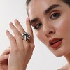 SOHI Women's Onyx Black:Chalk White The Candy Swirl Statement Ring - 3 of 4
