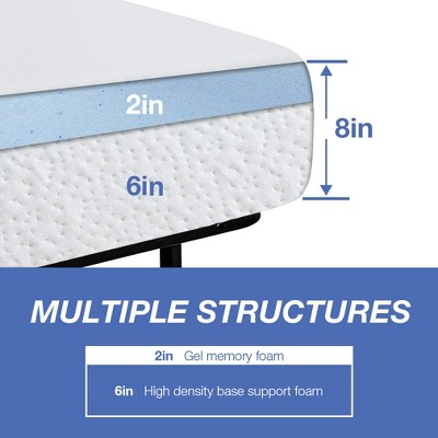 8-Inch White Gel Memory Foam Mattress for Cool Sleep