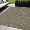 Olive Green Beige And Taupe Floral Washable Indoor Outdoor Area Rug - 2 of 4