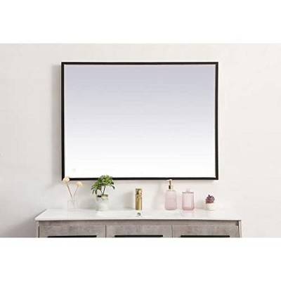 Rectangular Black Aluminum LED Mirror with Touch Sensor