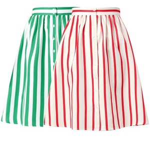 INSPIRE CHIC Women's Stripes Button Front Elastic Back A-Line Midi Skirt 2 Packs - 1 of 4