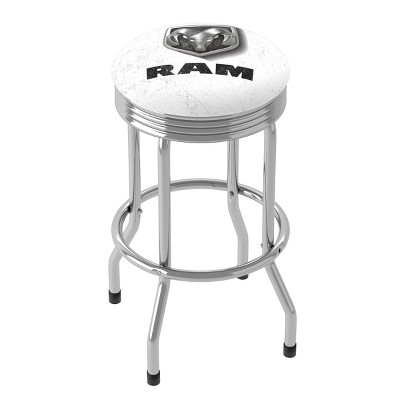 White Vinyl Swivel Bar Stool with Metal Frame