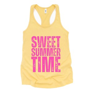 Simply Sage Market Sweet Summer Time Block Distressed Racerback Tank - 1 of 3