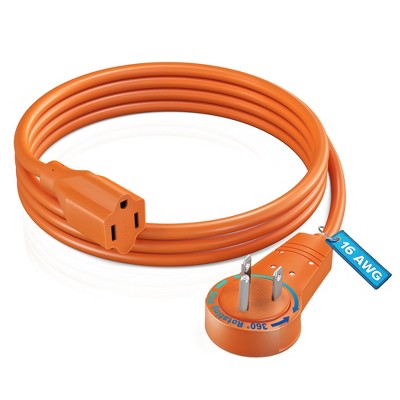 Maximm Cable 360° Rotating Flat Plug Extension Cord, 3 Prong Power Cord UL Certified