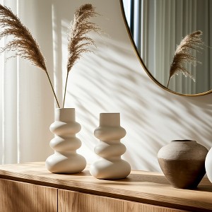 Dolomite Stacked Vase Contemporary Abstract Stacked Sphere Cotton - 1 of 4