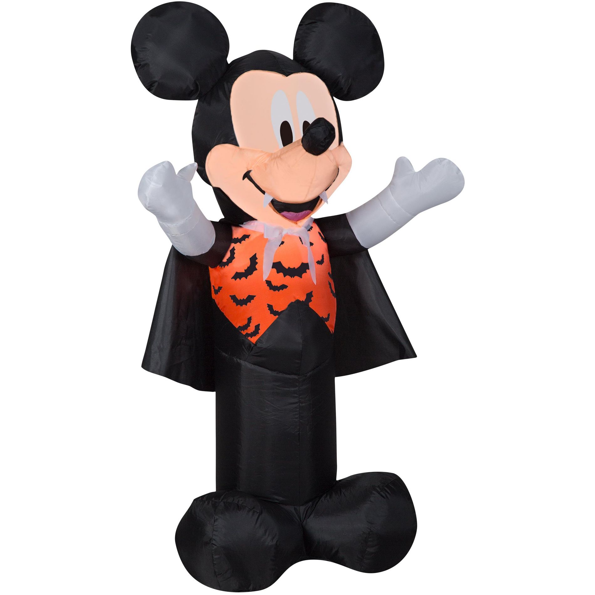 Gemmy Airblown Inflatable Mickey as Vampire w/Orange Bat Vest Disney, 3.5 ft Tall, Multicolored