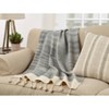 50"x60" Pom-Pom Throw Blanket Gray - Saro Lifestyle: Cotton Sofa & Couch Tassel Accent - 3 of 3