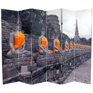 6" Double Sided Golden Buddha's Room Divider Gray - Oriental Furniture - 1 of 2