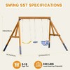 ROBOTIME Play and Swing Sets,Wooden Outdoor Swing Set with Three Swings and Trapeze Bar for Kids and Toddlers, Multicolored, 129.92"*84.2"*81.8" - 4 of 4