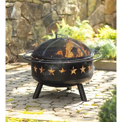 Stars Wood Burning Fire Pit With Cutout Design And Accessories