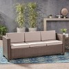 Outdoor Sofa, Single Sofa, Water-Resistant Cushions, Woven Texture, Sofa for 3 People, Iron Frame, Armless Sofa-Coolbibila - 3 of 4