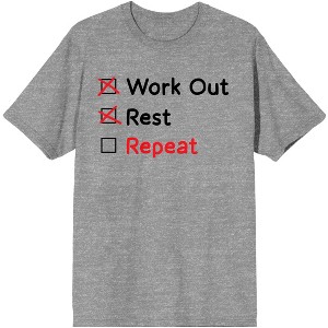 Gym Culture To Do List: Workout, Rest, Repeat Unisex Adult's Heather Gray Graphic Tee - 1 of 3