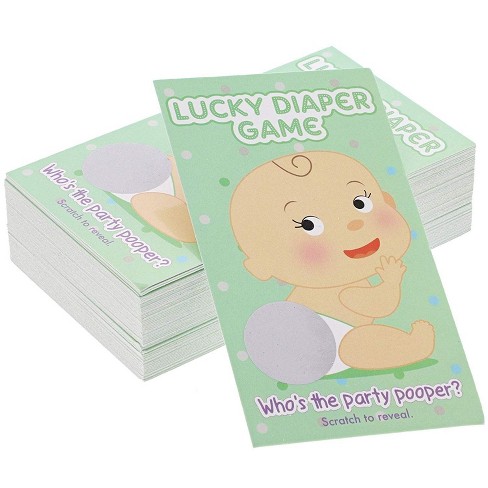 60-Count Baby Shower Games, Scratch Off Game Cards, Lucky Diaper Lottery Raffle Party Supplies for Boys or Girls, Green - image 1 of 4