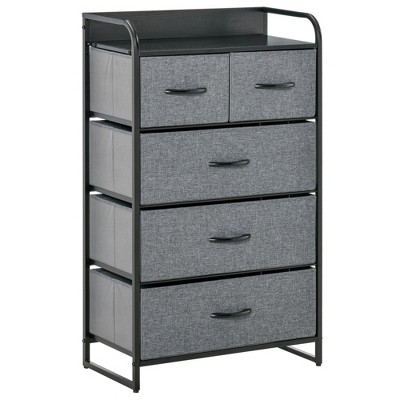 NicBex 5 Drawers Dresser for Bedroom,Modern Linen Dresser with Wooden Platform,Dressers for Kids Room,Living Room,Entry and Hallway,Gray