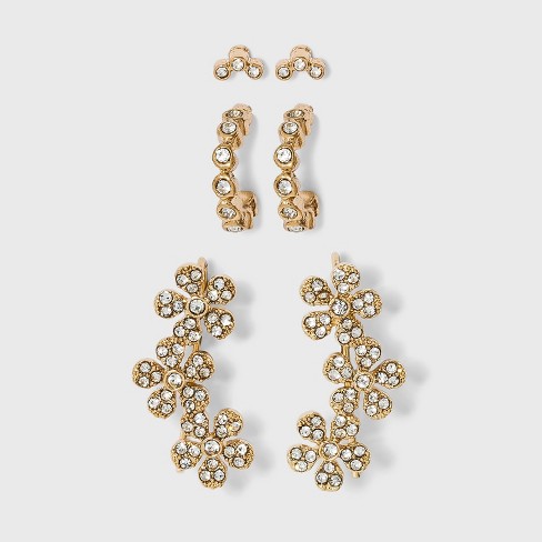 Women's Round Crystal Stud Earring - A New Day™ Gold : Target