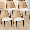Rattan Dining Chairs Set of 4,Boucle Upholstered Chairs with Cane Back and Metal Legs for Kitchen or Dining Room-Baofuwish - 3 of 4