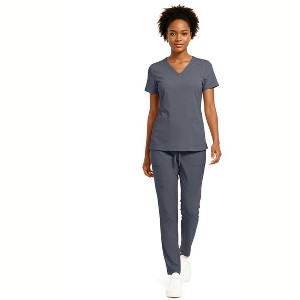 Hey Collection Women’s 5-Pocket Medical Scrub Set – V-Neck Top & Straight Leg Pants, Comfortable Flexible Nursing Uniforms - 1 of 4