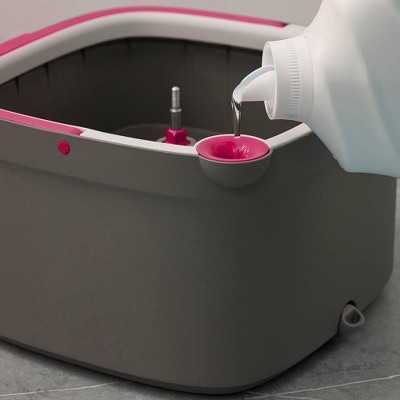 TrueClean Gray Microfiber Spin Mop & Bucket System with Silicone Sweeper