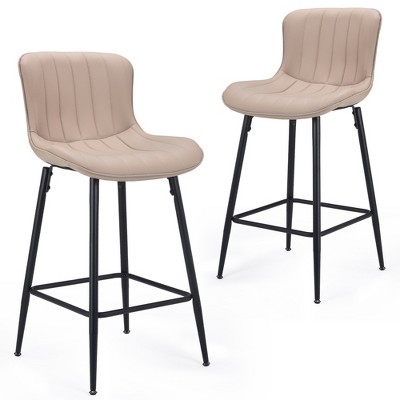 GlasFlength Dining Sets, Mid-Century Modern Swivel Bar Stool Set of 2, Adjustable Height for Kitchen, Bar, Counyer, Beige, 19.3"*14.9"*36.32"