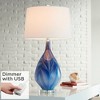 Possini Euro Design Modern Table Lamp with USB Charging Port 29" Tall Blue Art Glass White Fabric Drum Shade for Living Room Bedroom (Color May Vary) - 2 of 4
