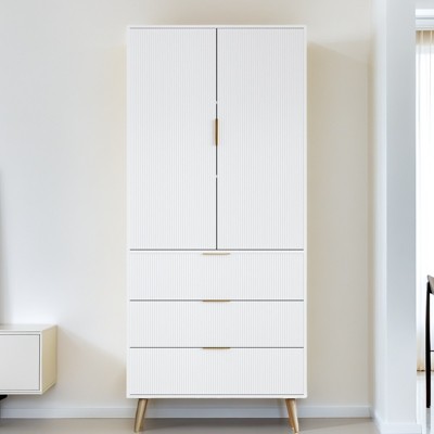 Sevobal Decorative Storage Cabinets ， Kitchen Bedroom and Living Room Clothes Bathroom Locker White 31.5*15.7*71