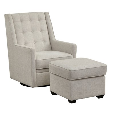  2pc Lillian Rocking/Swivel Chair and Ottoman Set Cream - Angelo:Home 