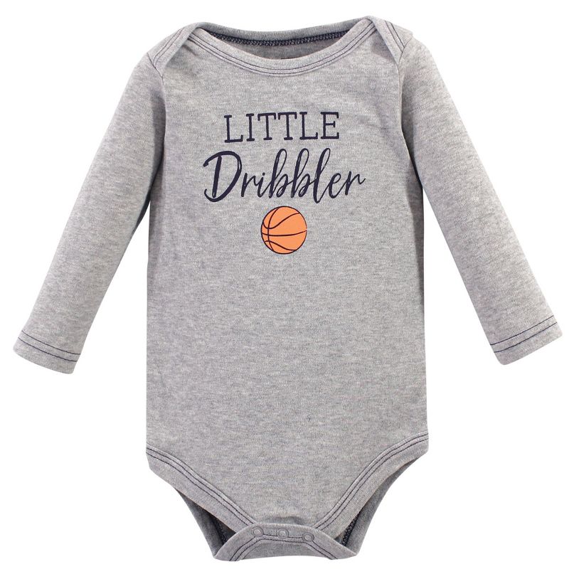 Hudson Baby Infant Boy Cotton Long-Sleeve Bodysuits 5pk, Basketball, 4 of 8