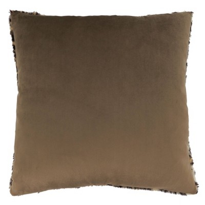 Brown Faux Fur Cheetah Print Square Throw Pillow