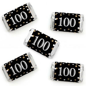 Big Dot of Happiness Adult 100th Birthday - Gold - Mini Candy Bar Wrapper Stickers - Birthday Party Small Favors - 40 Count - 1 of 4