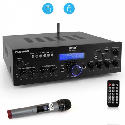 Pyle PDA8BUWM 2 Channel 200 Watt Home Theater Amplifier Audio Receiver Sound System with Bluetooth Wireless Streaming and MP3/USB/SD/AUX/FM Radio