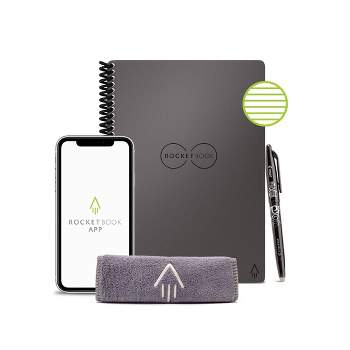 Rocketbook Smart Bundle - Core Black Writing Notebook (6 inchx8.8 inch) Dot Grid, Gray Capsule, 40 Cloud Cards