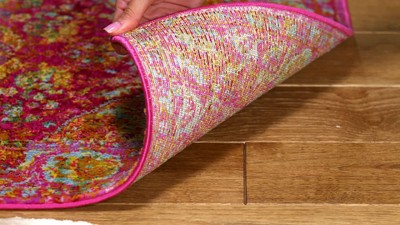 Luxor Fuchsia and Gold Hand-Knotted Runner Rug