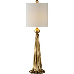 Uttermost Luxury Buffet Table Lamp 37" Tall Antique Metallic Gold White Linen Drum Shade for Living Room House Home Dining Entryway - 1 of 2