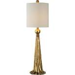 Uttermost Luxury Buffet Table Lamp 37" Tall Antique Metallic Gold White Linen Drum Shade for Living Room House Home Dining Entryway