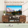 Syemin TV Stands and Consoles for 55" Entertainment Center with Storage Cabinets Mid Century Media TV Console Table, Brown, 50.7"*14.2"*21.5" - 2 of 4
