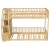 Polibi Twin Over Twin Low Bunk Bed with Fence-Style Rails and Built-In Storage Staircase - 3 of 4
