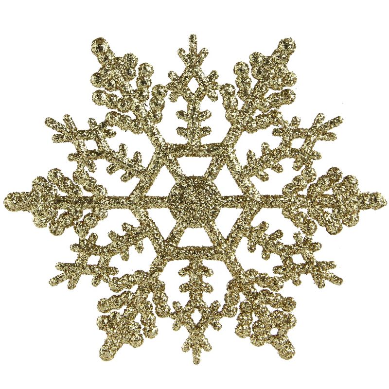 Northlight 24ct Glamour Glitter Snowflake Christmas Ornament Set 4" - Gold, 1 of 5