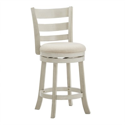 Inspire Q Hooper Counter Height Barstool Antique White Finish/Beige Linen