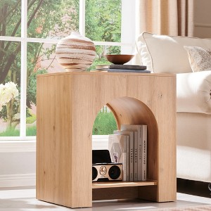 Nightstand with Charging Station, 22" Modern Night Stand with Arched Open Shelf, End Tables for Living Room Bedroom - 1 of 4