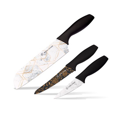 Dura Culina® Artistic Edge 3-Piece Printed Kitchen Knife Set with Blade Guards - Marble