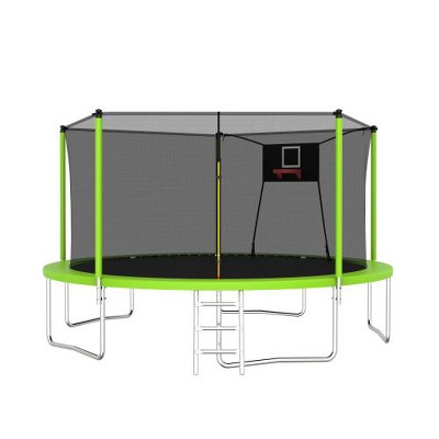 BestParts 14FT Outdoor Trampoline with Safety Net & Basketball Hoop – Heavy-Duty Recreational Bouncer