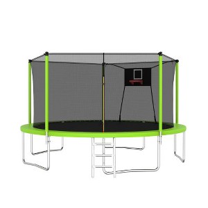 BestParts 14FT Outdoor Trampoline with Safety Net & Basketball Hoop – Heavy-Duty Recreational Bouncer - 1 of 4