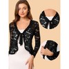 Allegra K Women's Tie Front Ruffled Hem Floral Lace Sheer Crop Bolero Shrug 2 Packs - 2 of 4