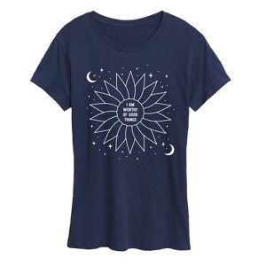 Women's - Instant Message - Celestial Flower Affirmation Short Sleeve Graphic T-Shirt - 1 of 4