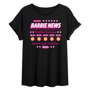 Women's - Barbie - Barbie Land New Weather Forecast Oversized Graphic T-Shirt - 1 of 4
