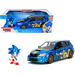 2012 Subaru Impreza WRX STI Blue Metallic with Graphics and Figure "Sonic The Hedgehog" 1/24 Diecast Model Car by Jada - 1 of 4